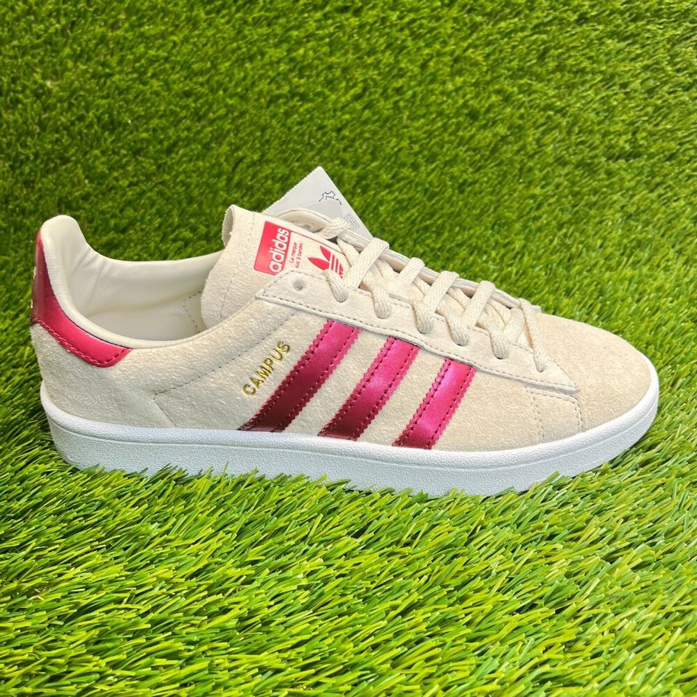 Adidas Originals Campus Womens Size 7.5 Off White Pink Walking Shoes Sneakers